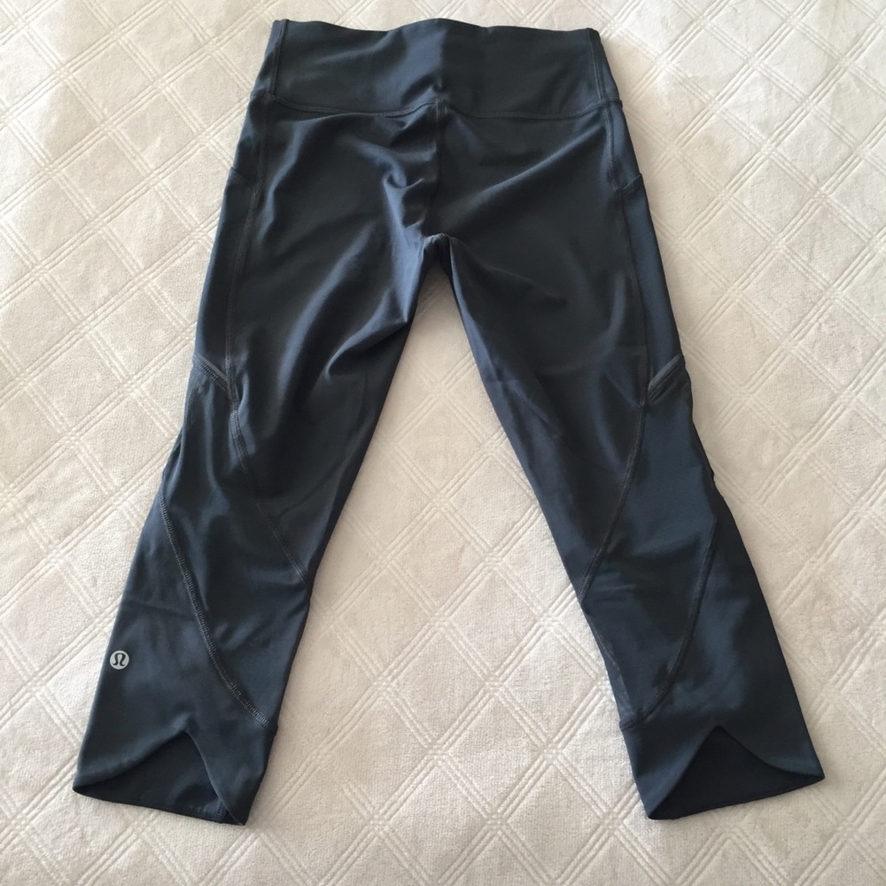 lululemon home stretch crop 19” full on luxtreme melanite grey mesh 4 - Picture 4 of 7
